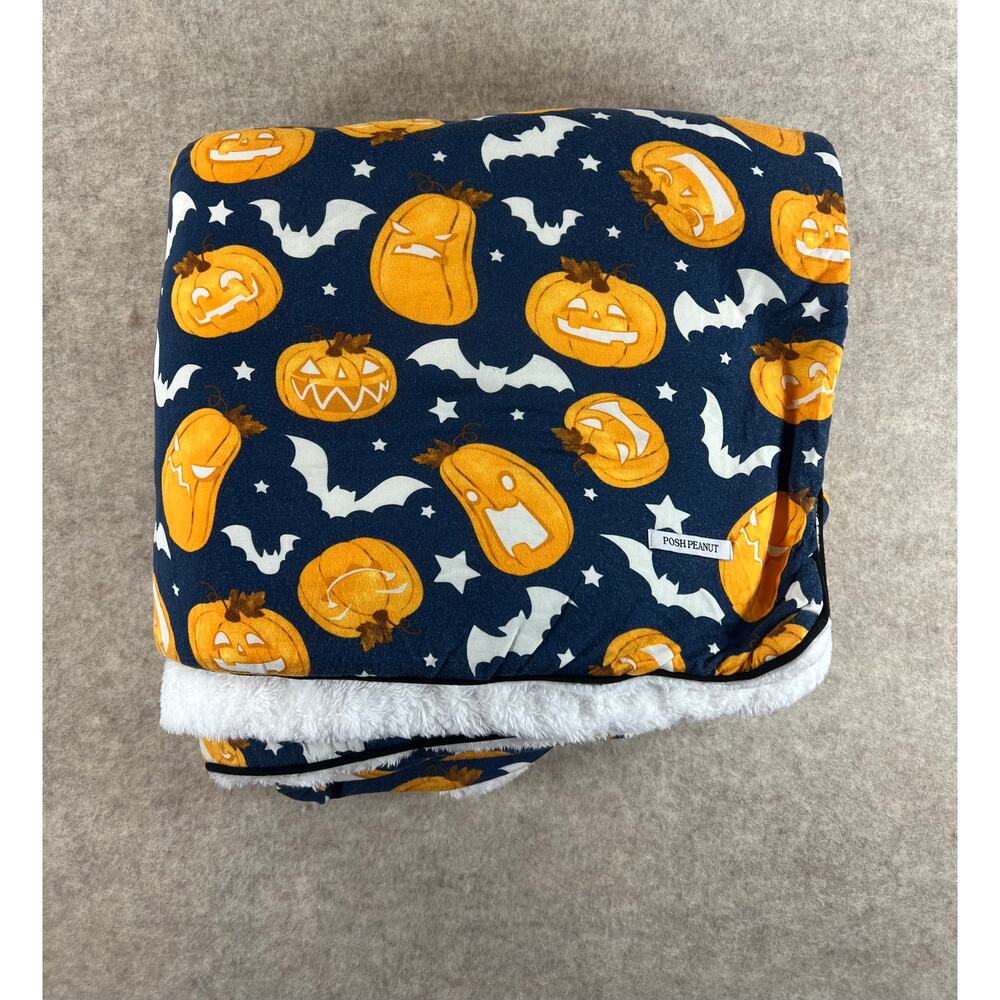 Posh Peanut Spooky Pumpkins Luxe Plush Patoo Bamboo Blanket 60x60 GLOW